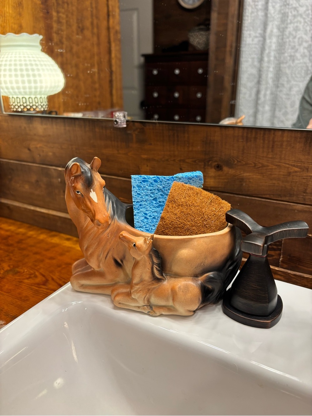 Vintage Lefton Ceramic Horse Planter by Geo Z. Lefton Company, Sponge Caddy